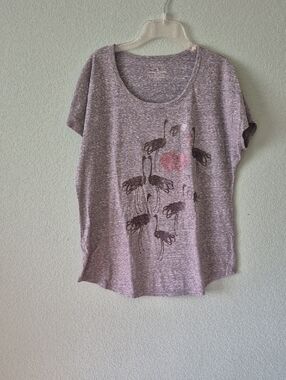 Women’s Heather Gray Scoop Neck Graphic Tee with Pink Detail